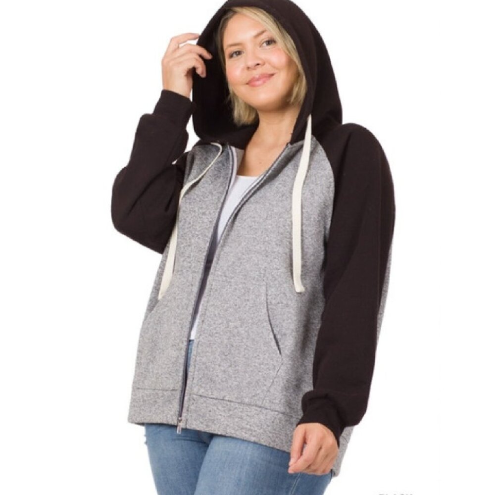 NWT Raglan Gray and Black Hoodie
